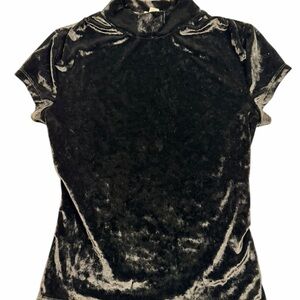 a new day Black Velvet Short Sleeve Mock Neck Top XS